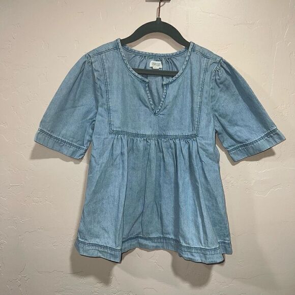 Gymboree Girls Denim Chambray Short Sleeve Top - Picture 1 of 6